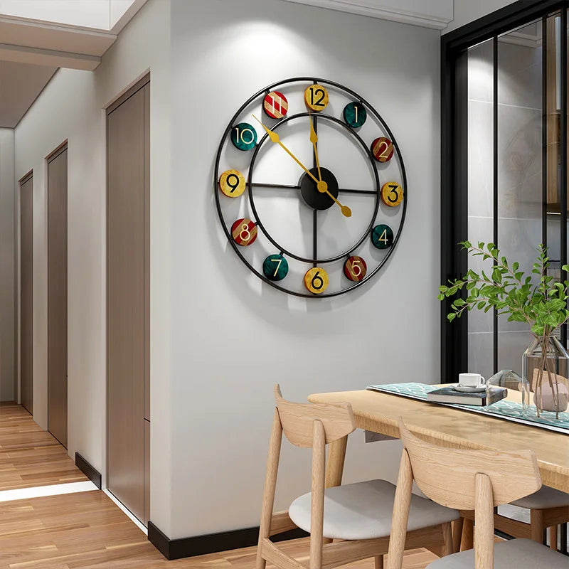horloge murale ronde européenne de luxe créative et légère - vue 4 sur 7