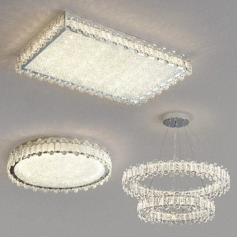 lustre moderne en cristal avec lampes led pour décoration