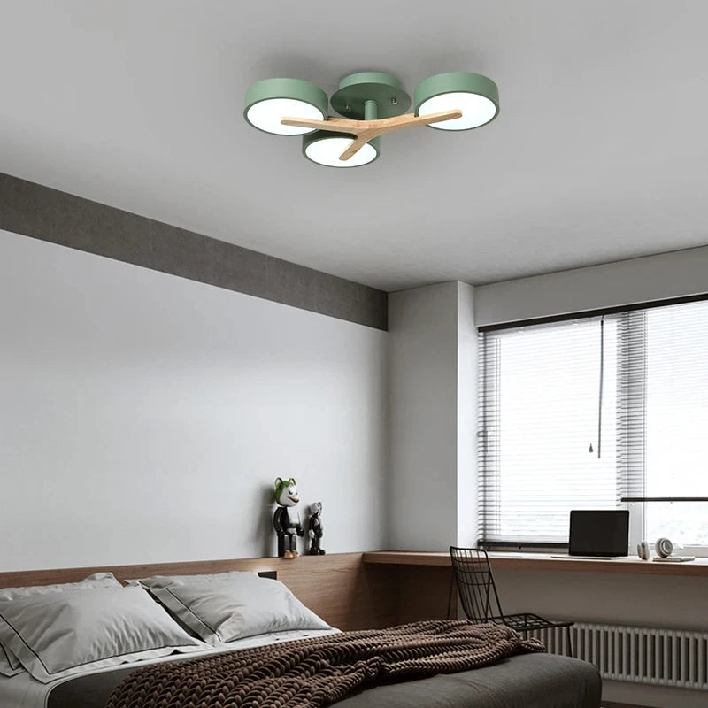 lustre moderne en bois pour décoration intérieure nordique lumineux - vue 3 sur 15