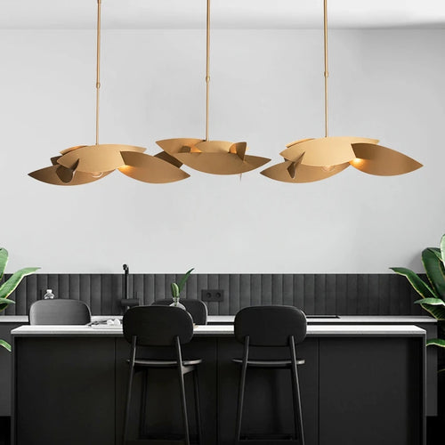 Lustre postmoderne de luxe LED salon éclairage créatif or foncé rectangulaire salle à manger lumières suspendues décoratives