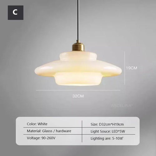 suspension décorative en verre de lait style nordique moderne - vue 9 sur 9
