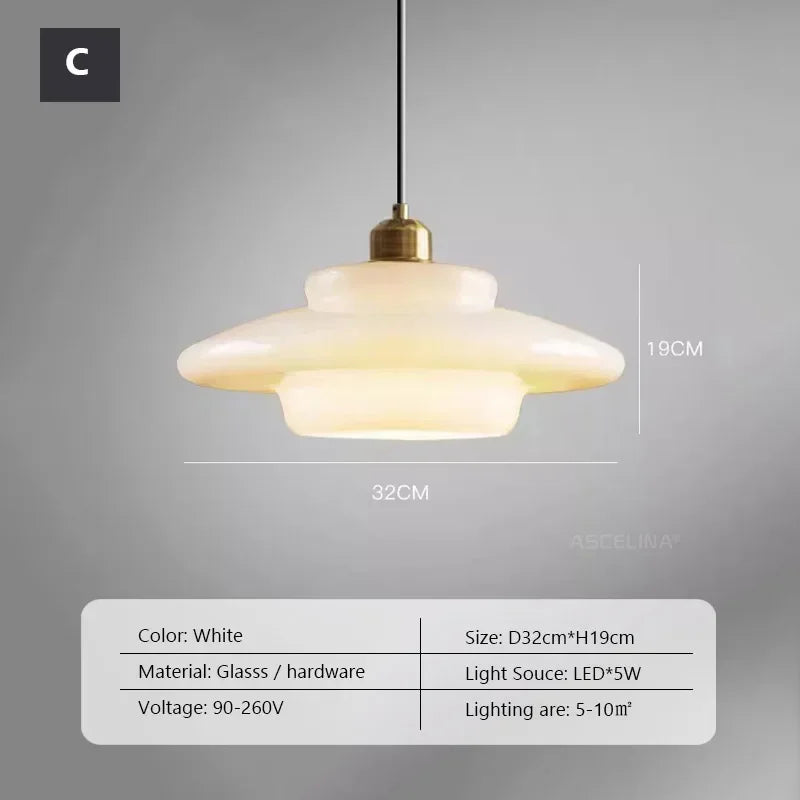 suspension décorative en verre de lait style nordique moderne - vue 8 sur 9