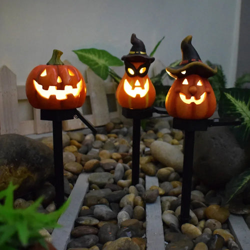 lampe solaire décorative halloween tête de mort corbeau citrouille jardin - vue 8 sur 8