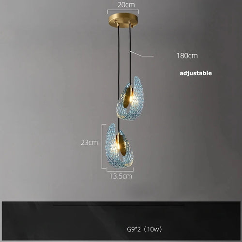 Suspension modernes en verre bleu lampes suspendues design pour couloir Bar chambre lustre Suspension Luminaire éclairage - vue 14 sur 21