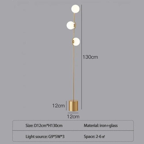 lampadaire post-moderne design nordique à trois têtes en verre blanc - vue 9 sur 10