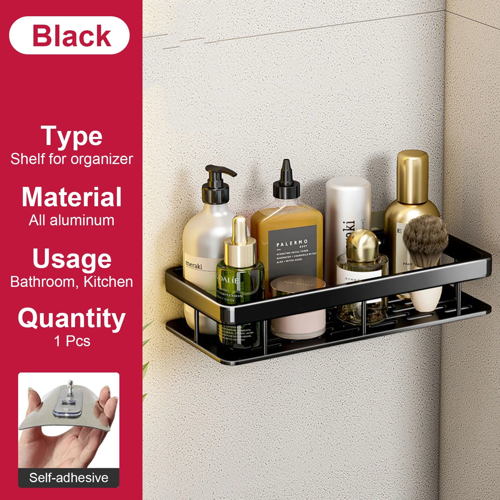 etagère murale sans perçage pour rangement de salle de bain et cuisine - vue 19 sur 30