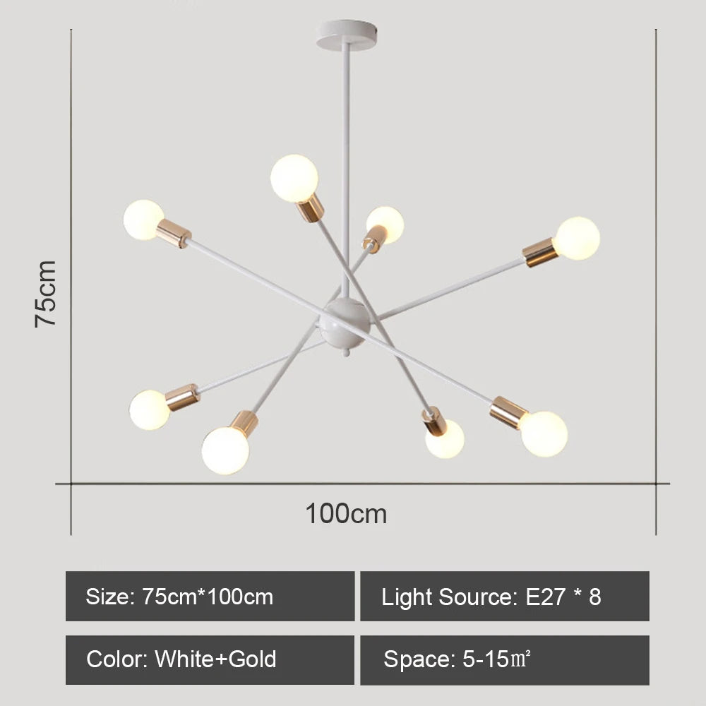 lustre moderne nordique sputnik avec éclairage led intérieur - vue 15 sur 16