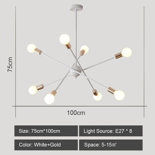 lustre moderne nordique sputnik avec éclairage led intérieur - vue 16 sur 16