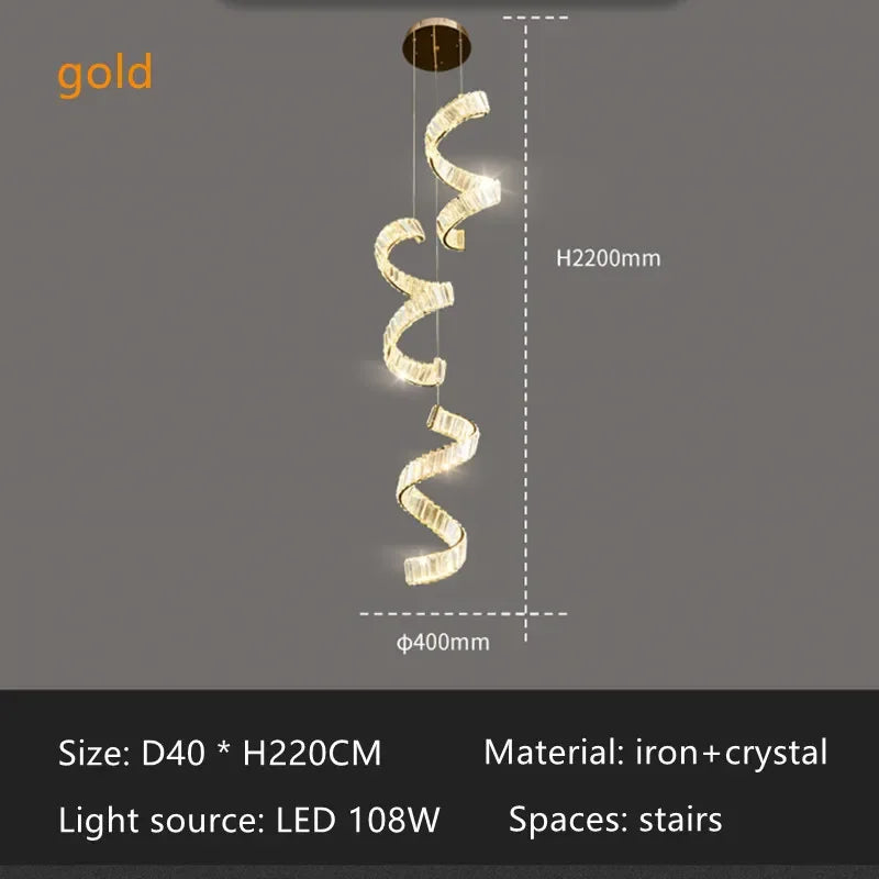 Luxury Restaurant LED Crystal Chandelier Modern High-end Design Gold/Silver Dimming Lamp Bar Kitchen Island Stair Pendant Lights - vue 12 sur 12