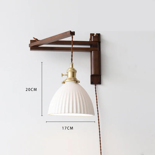 applique murale led rétro japonaise télescopique en laiton et verre - vue 13 sur 15