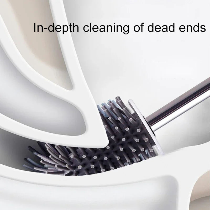 brosse de toilette en silicone avec support mural ou sur pied