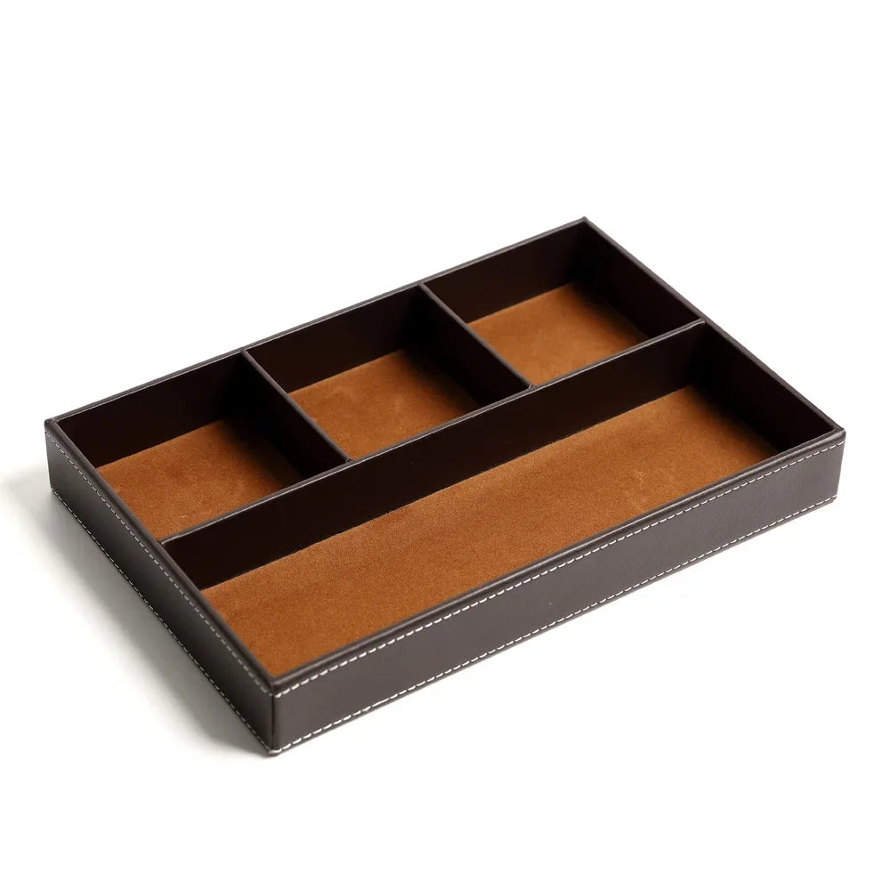 plateau de rangement en similicuir avec 5 compartiments pratiques - vue 11 sur 12
