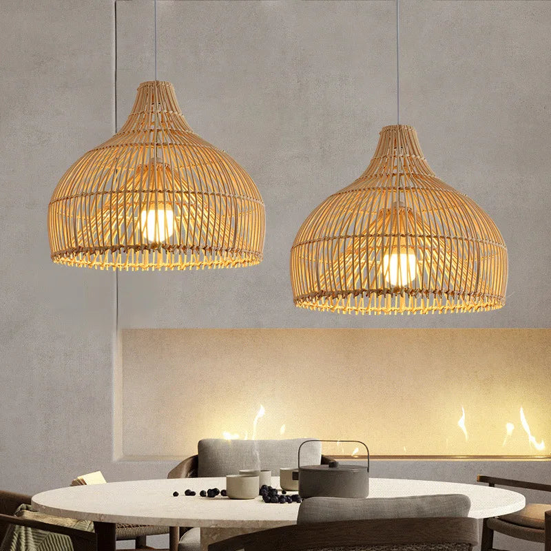 suspension en rotin japonais pour restaurant asiatique style pastoral - vue 3 sur 12