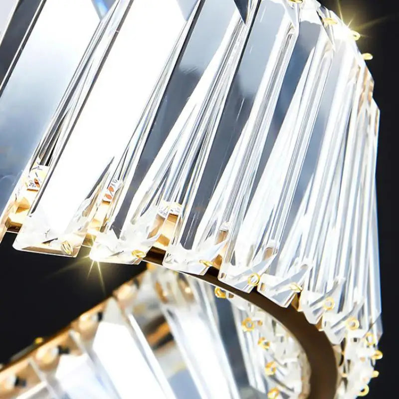 lustre moderne en or avec anneaux en cristal led - vue 5 sur 9