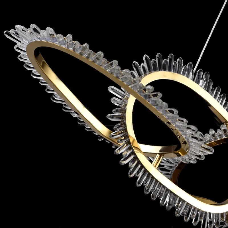 lustre de luxe en cristal avec anneaux led modernes