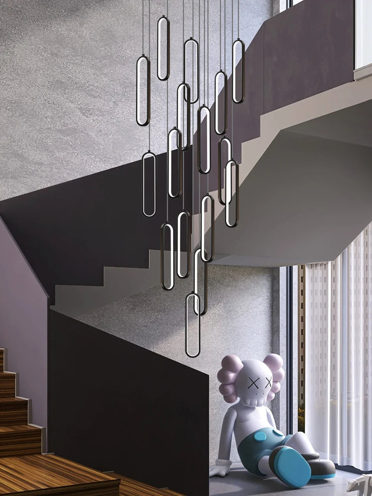 lustre ovale led minimaliste pour duplex hôtel penthouse