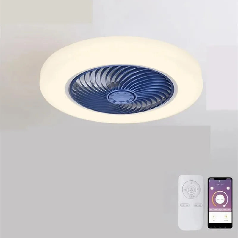 ventilateur de plafond avec télécommande dimmable et lumière LED minimaliste - vue 5 sur 11