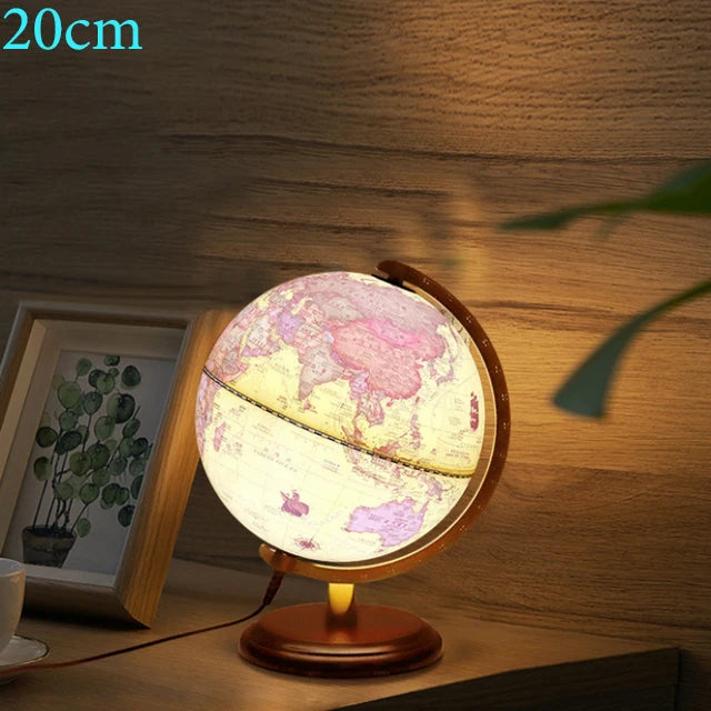 lampe à poser rétro globe terrestre lumineux avec carte du monde