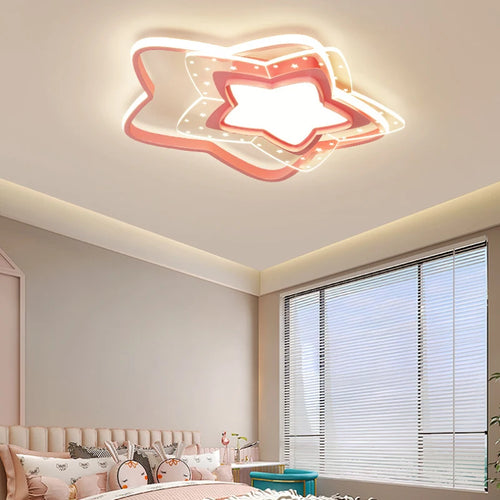 plafonnier led étoile rose moderne pour chambre d'enfant - vue 4 sur 11