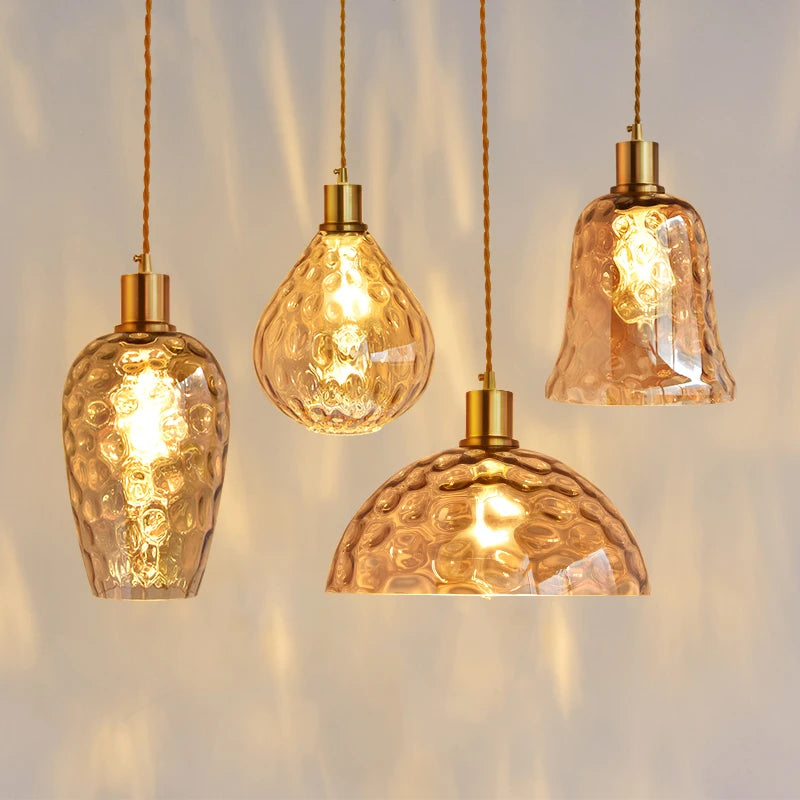 suspension vintage en verre coloré pour décoration nordique et loft