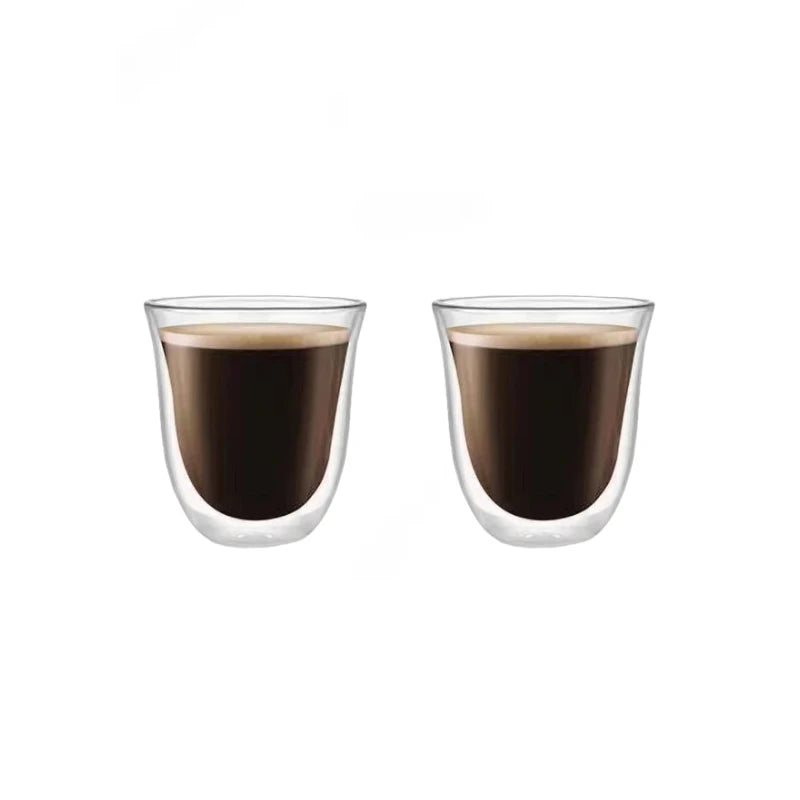 Lot 2 tasses double paroi verre isolant design