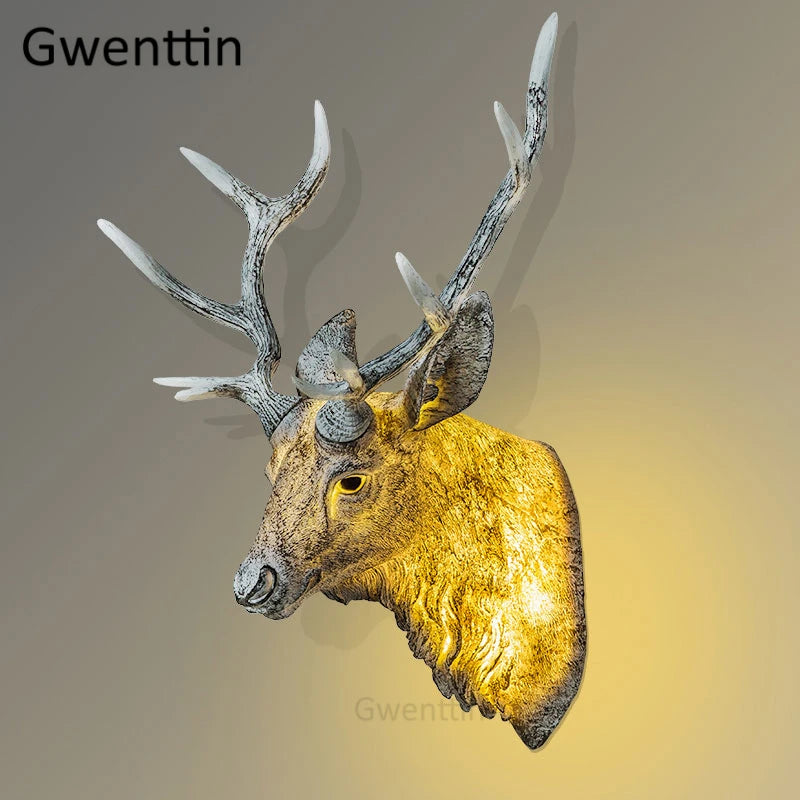 applique murale moderne en bois de cerf avec lumière led décorative - vue 5 sur 14