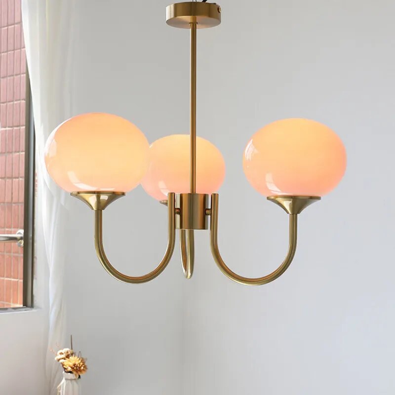 Lustre led en verre laiteux décor - vue 6 sur 12