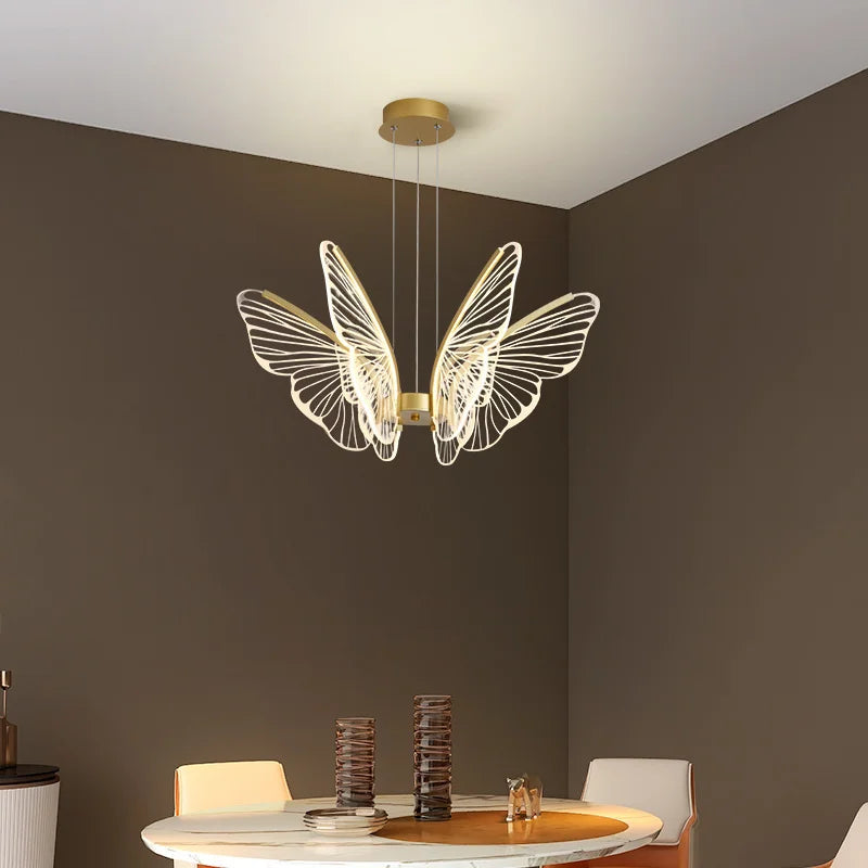 lustre led papillon design nordique moderne pour intérieur décoratif - vue 6 sur 8