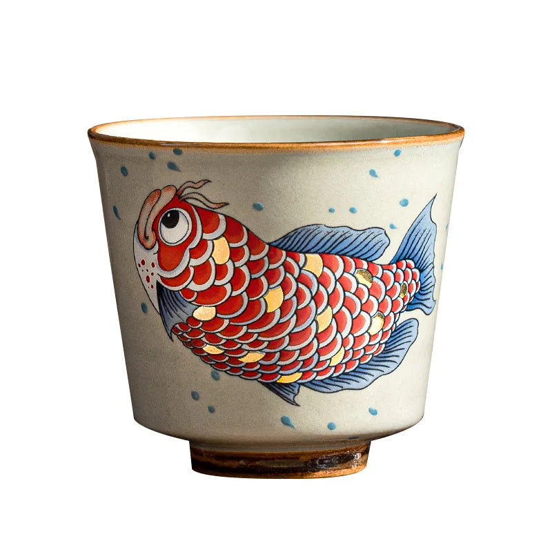 Tasse kung fu ceramique motif arowana style chinois - vue 6 sur 7