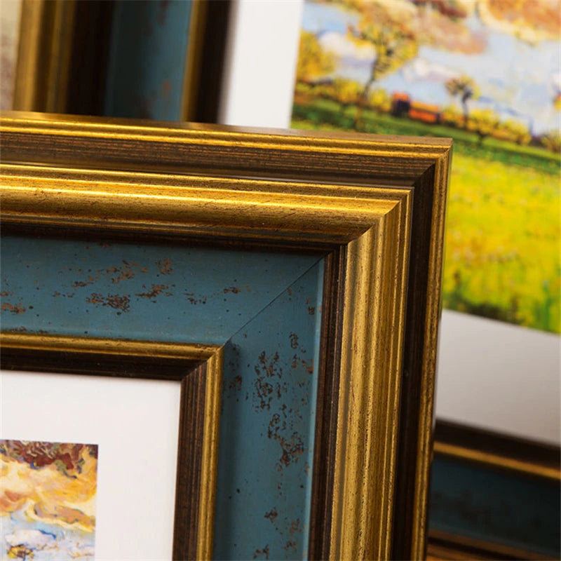 cadre photo rétro américain avec bordure dorée pour décoration intérieure - vue 6 sur 7