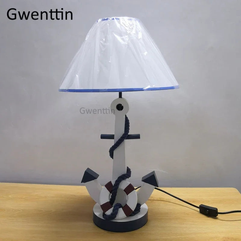 Veilleuse à LED en forme d'ancre de bateau à voile en bois sculpté blanc chaud Veilleuse à LED en forme d'ancre de bateau à voile en bois sculpté blanc chaud