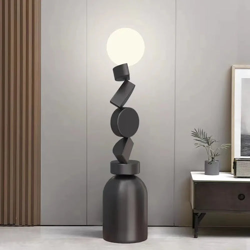 lampadaire design rond en verre pour décoration moderne - vue 4 sur 9