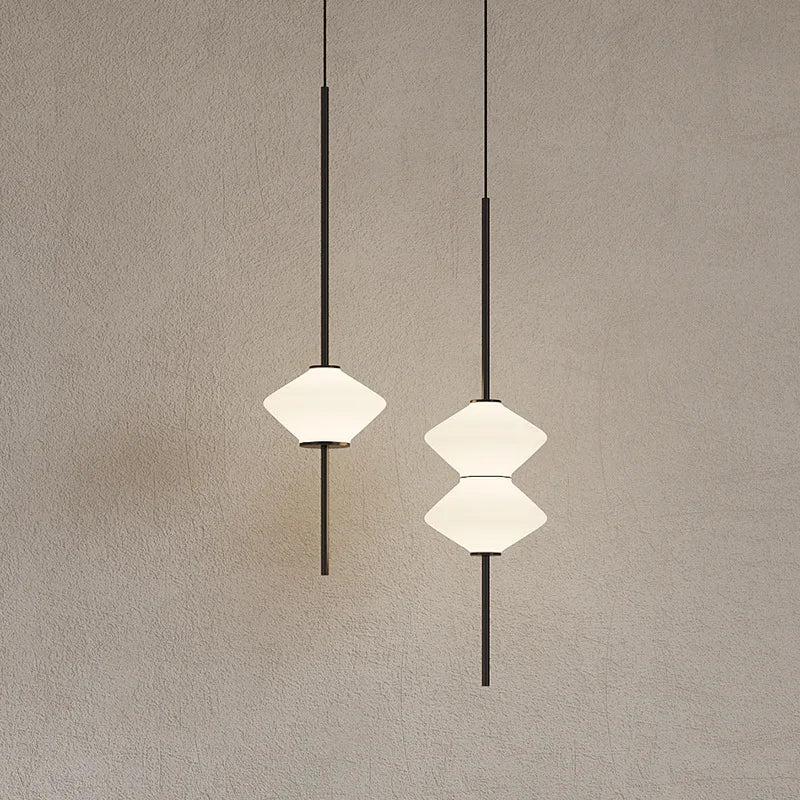 Suspension LED en verre blanc moderne