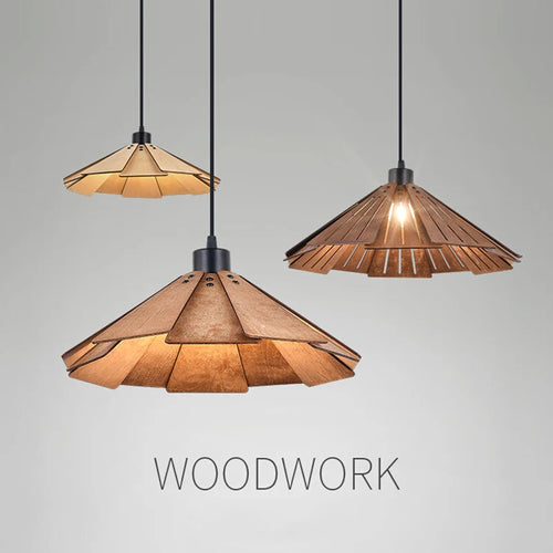 suspension wabi-sabi en bois avec luminaires led bricolage - vue 2 sur 14