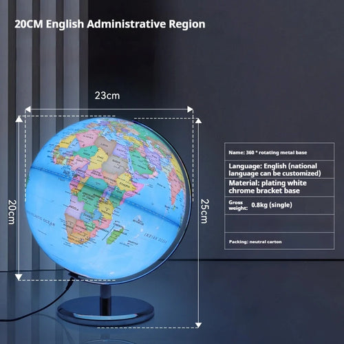 globe terrestre rotatif éducatif lumineux en anglais pour géographie - vue 18 sur 18