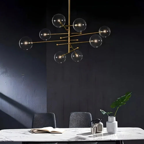 lustre à led en verre pour intérieur moderne décoratif - vue 3 sur 8