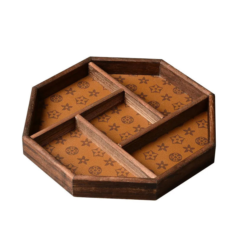 assiette à thé en cuir luxe pour rangement décoratif et bijoux - vue 3 sur 7