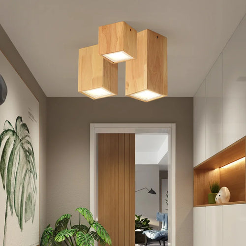 plafonnier led moderne en bois pour décoration intérieure - vue 5 sur 12