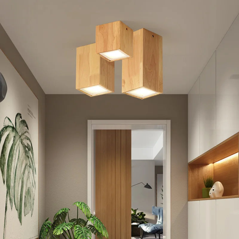 plafonnier led moderne en bois pour décoration intérieure - vue 4 sur 12