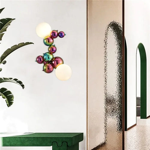Applique murale postmoderne boule de verre haricot magique acier luxueuse - vue 6 sur 8
