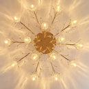 lustre nordique de luxe en cristal avec fleur en verre led