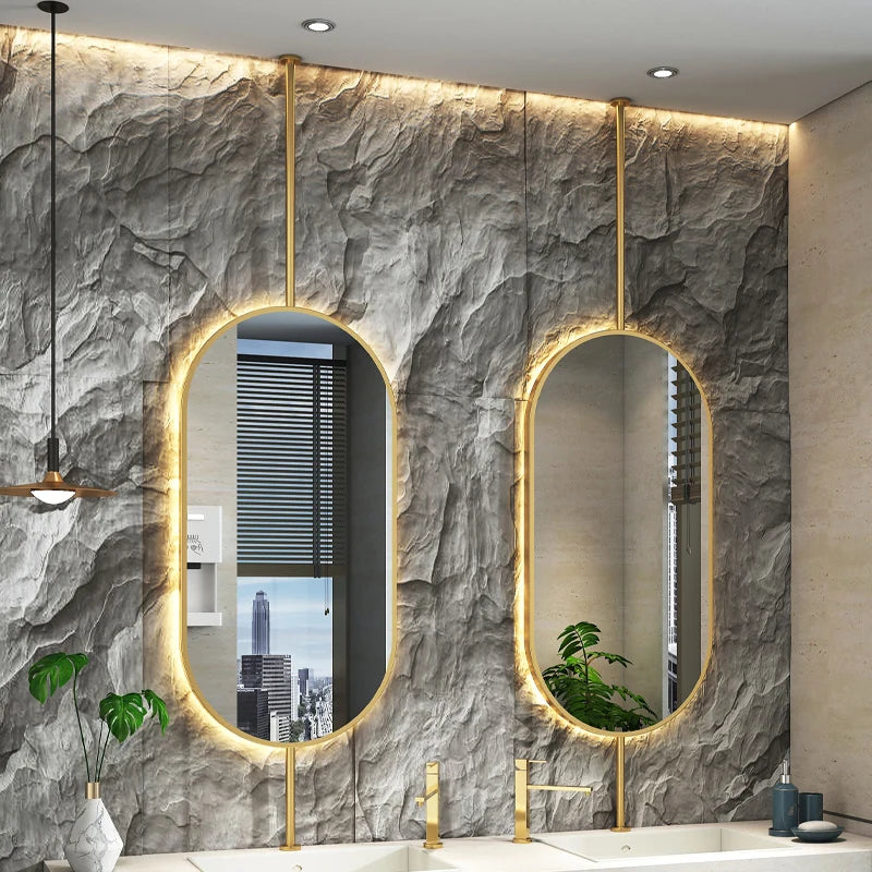 miroir ovale suspendu moderne avec éclairage led pour décoration intérieure
