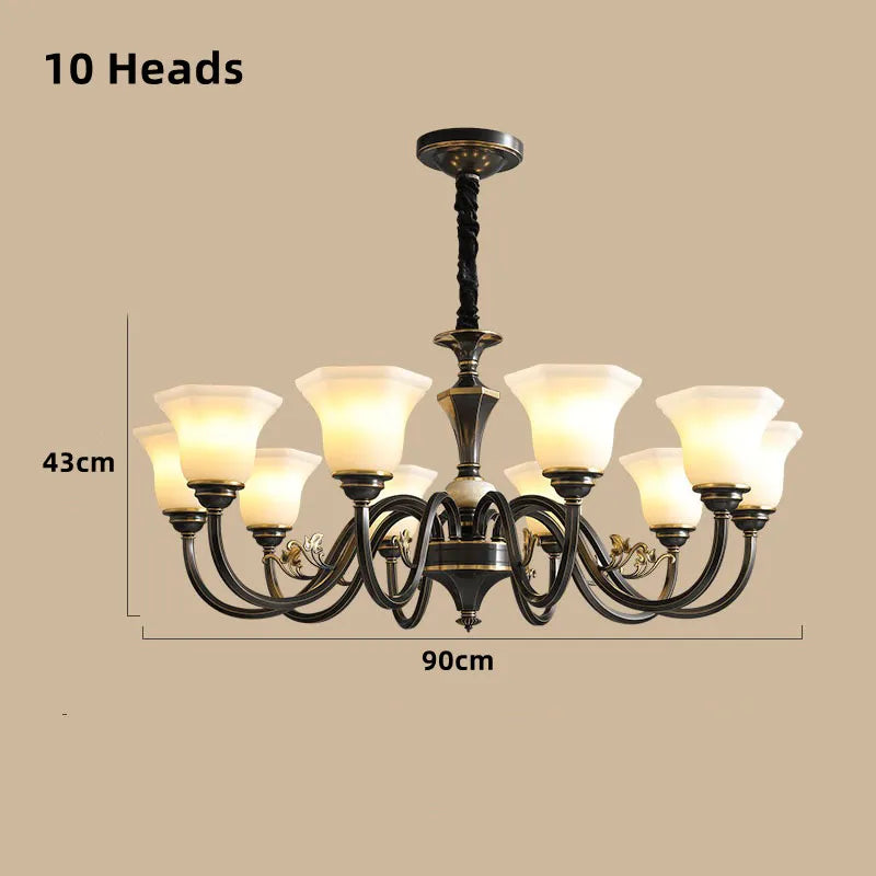 lustre vintage en cuivre avec abat-jour en verre dépoli - vue 13 sur 20