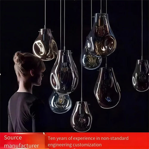 Suspension design moderne simple créatif en verre led nordique macaron - vue 4 sur 10