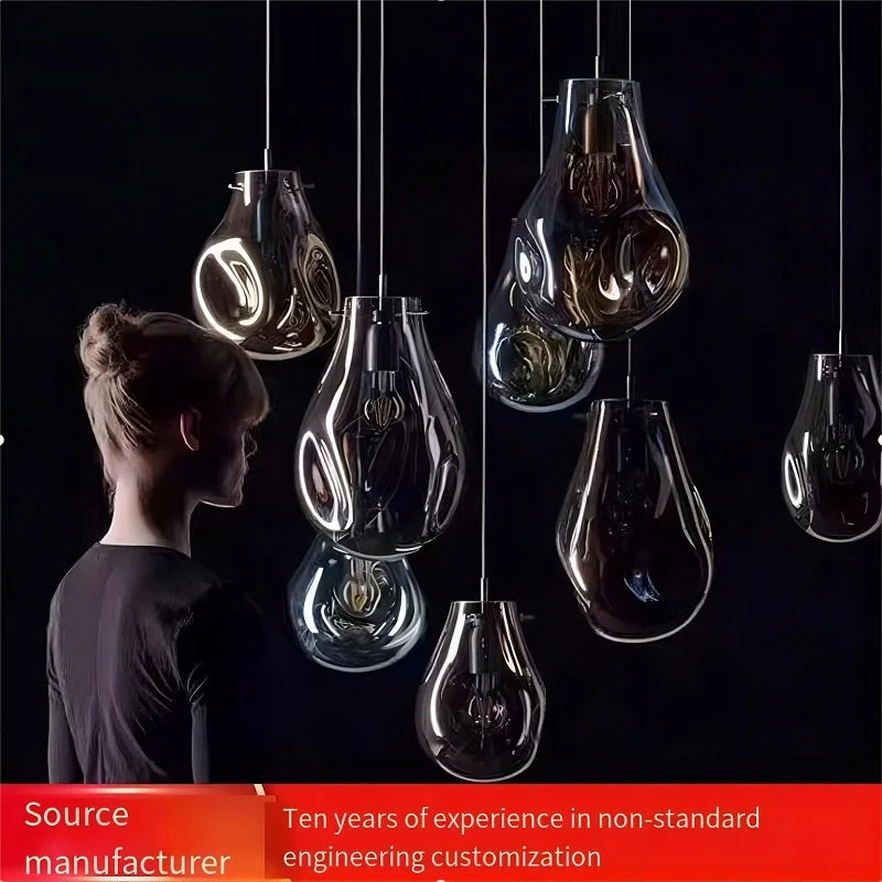 Suspension design moderne simple créatif en verre led nordique macaron - vue 3 sur 10