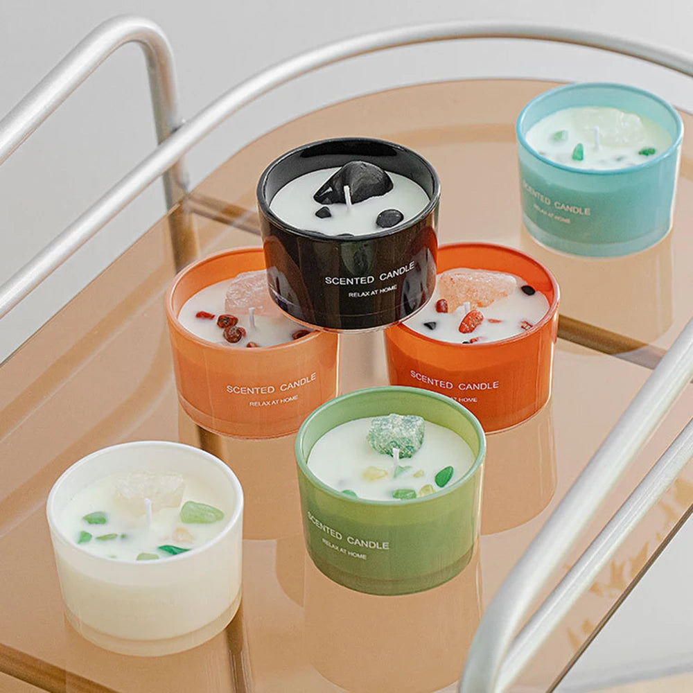 bougie parfumée en cire de soja pour aromathérapie et décoration festive - vue 6 sur 11