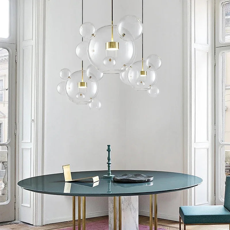 suspension moderne en verre design bulle pour intérieur élégant