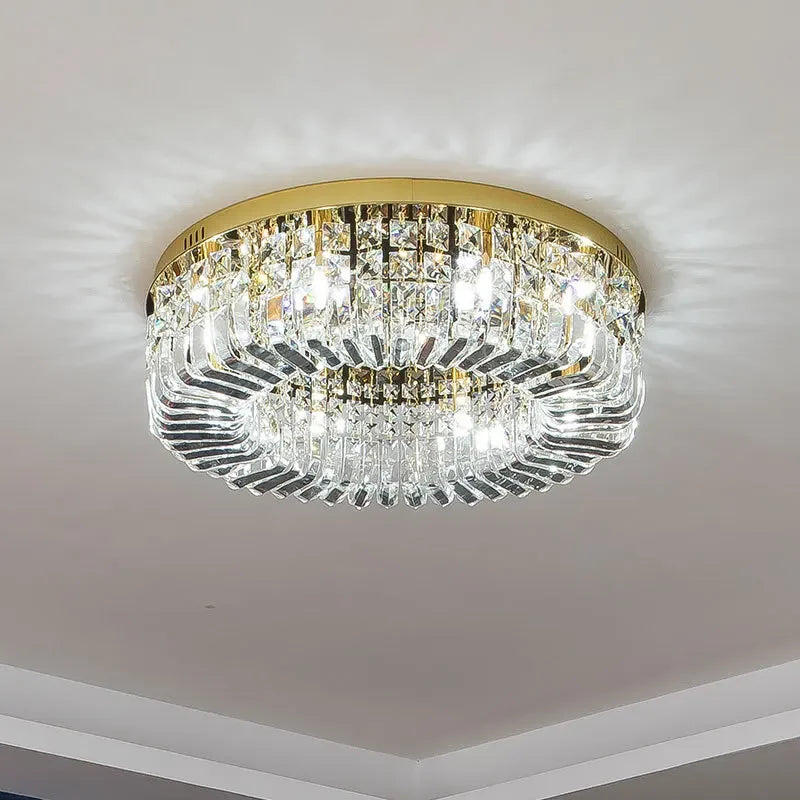lustre en cristal moderne design avec éclairage led décoratif - vue 5 sur 7