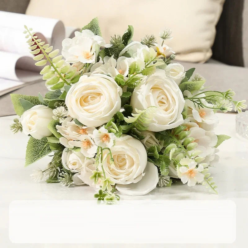 bouquet de roses artificielles en soie pour décoration intérieure - vue 4 sur 10