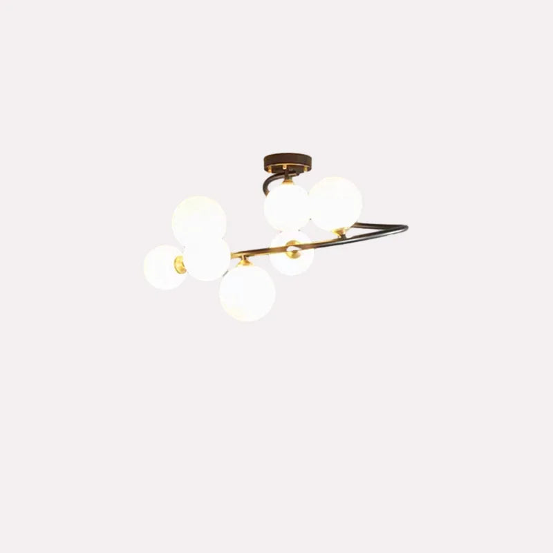 lustre moderne en verre et cuivre noir pour intérieur - vue 7 sur 9